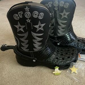 Men’s size 11 Crocs cowboy boots.  Brand new.  With spurs and pins.